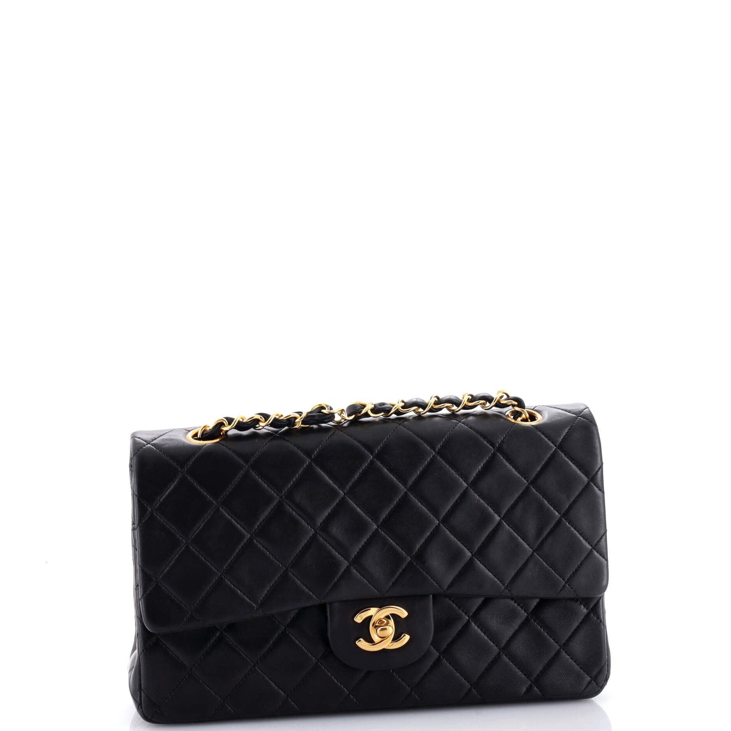 Chanel Vintage Classic Double Flap Bag Quilted Lambskin Medium