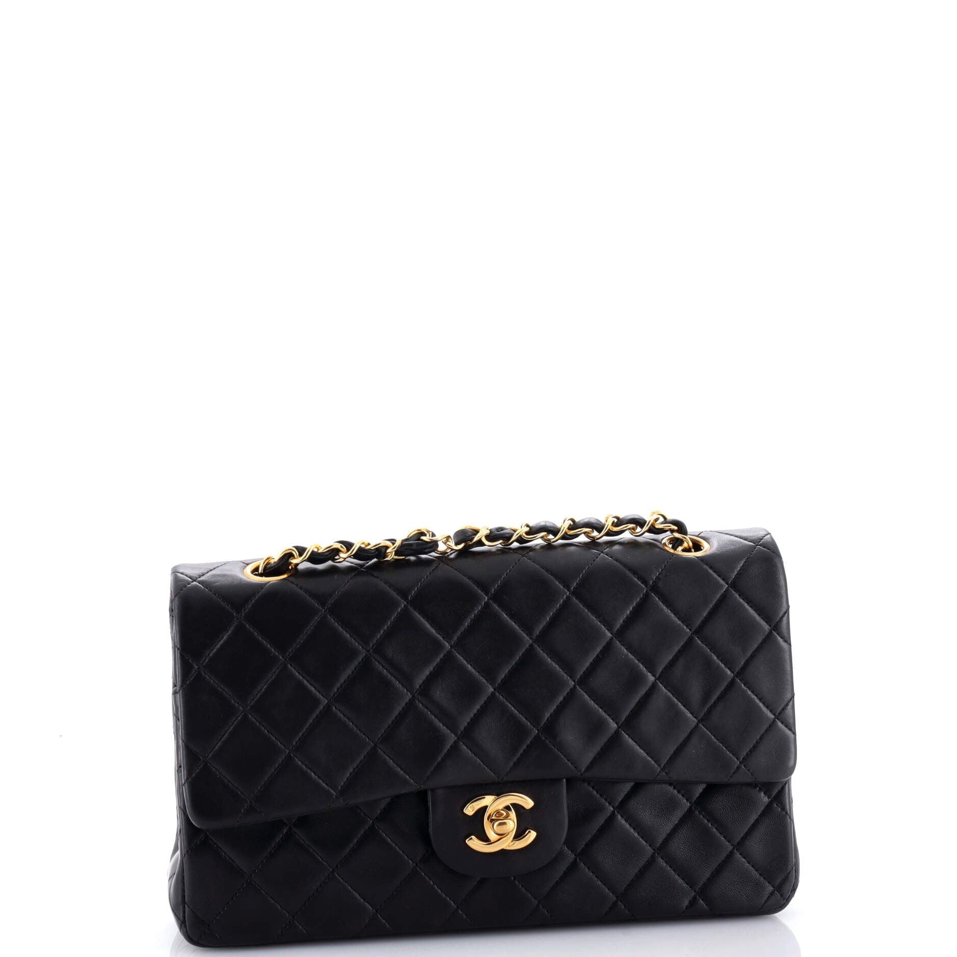 Chanel Vintage Classic Double Flap Bag Quilted Lambskin Medium
