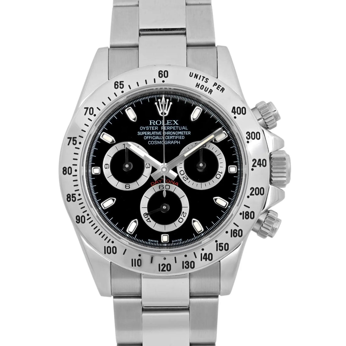 Rolex Cosmograph Daytona 40mm Steel Black Index Dial Automatic Mens Watch 116520