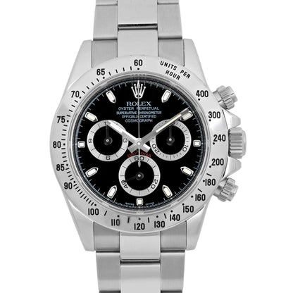 Rolex Cosmograph Daytona 40mm Steel Black Index Dial Automatic Mens Watch 116520