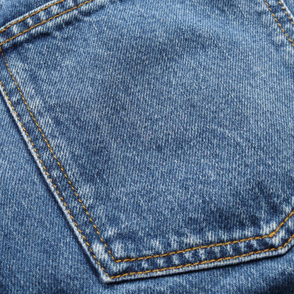 Chanel Navy Coco Mark Button Denim Pants Cotton