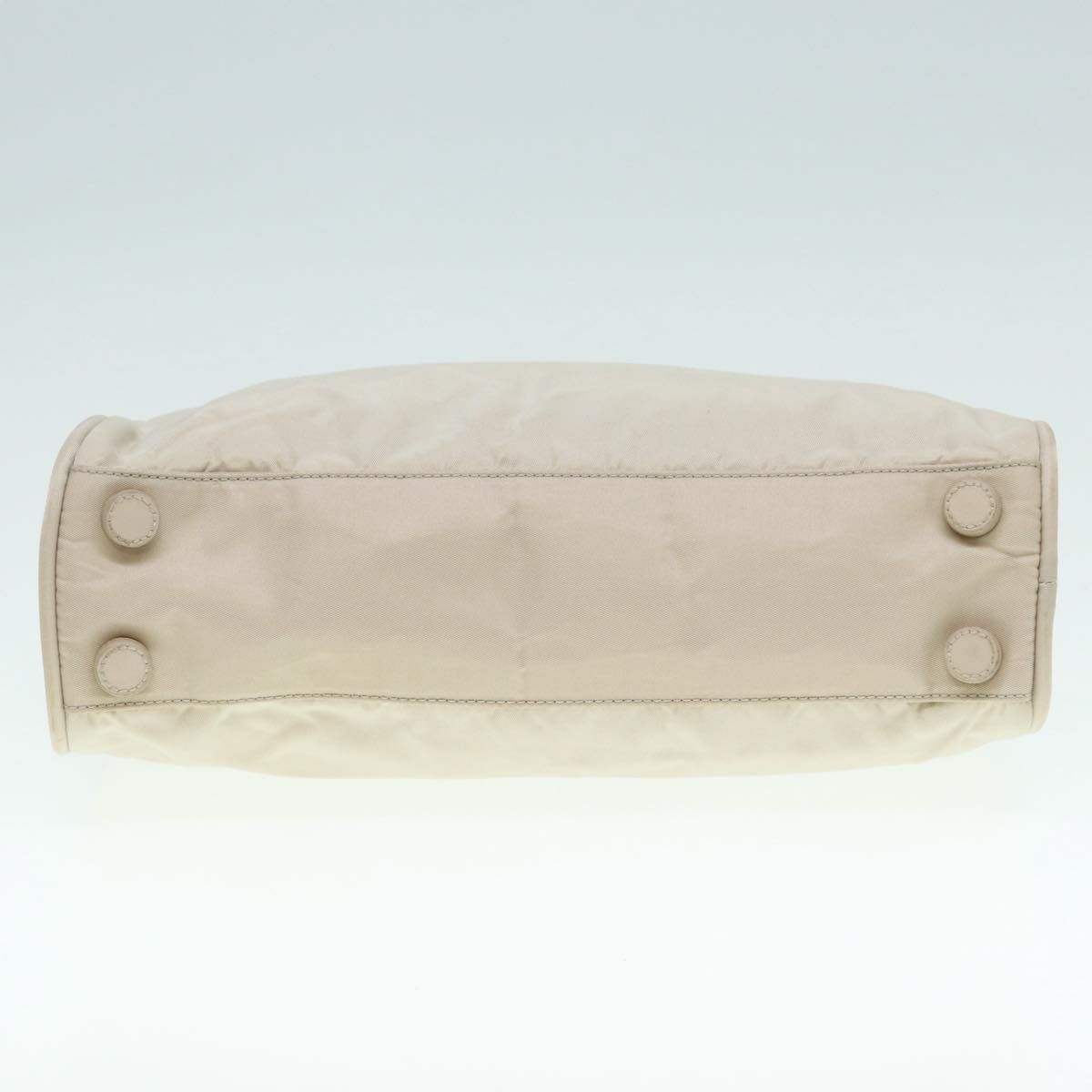 Prada Hand Bag Nylon Beige Silver Auth