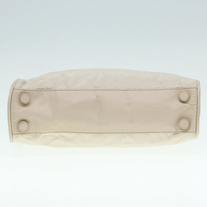Prada Hand Bag Nylon Beige Silver Auth