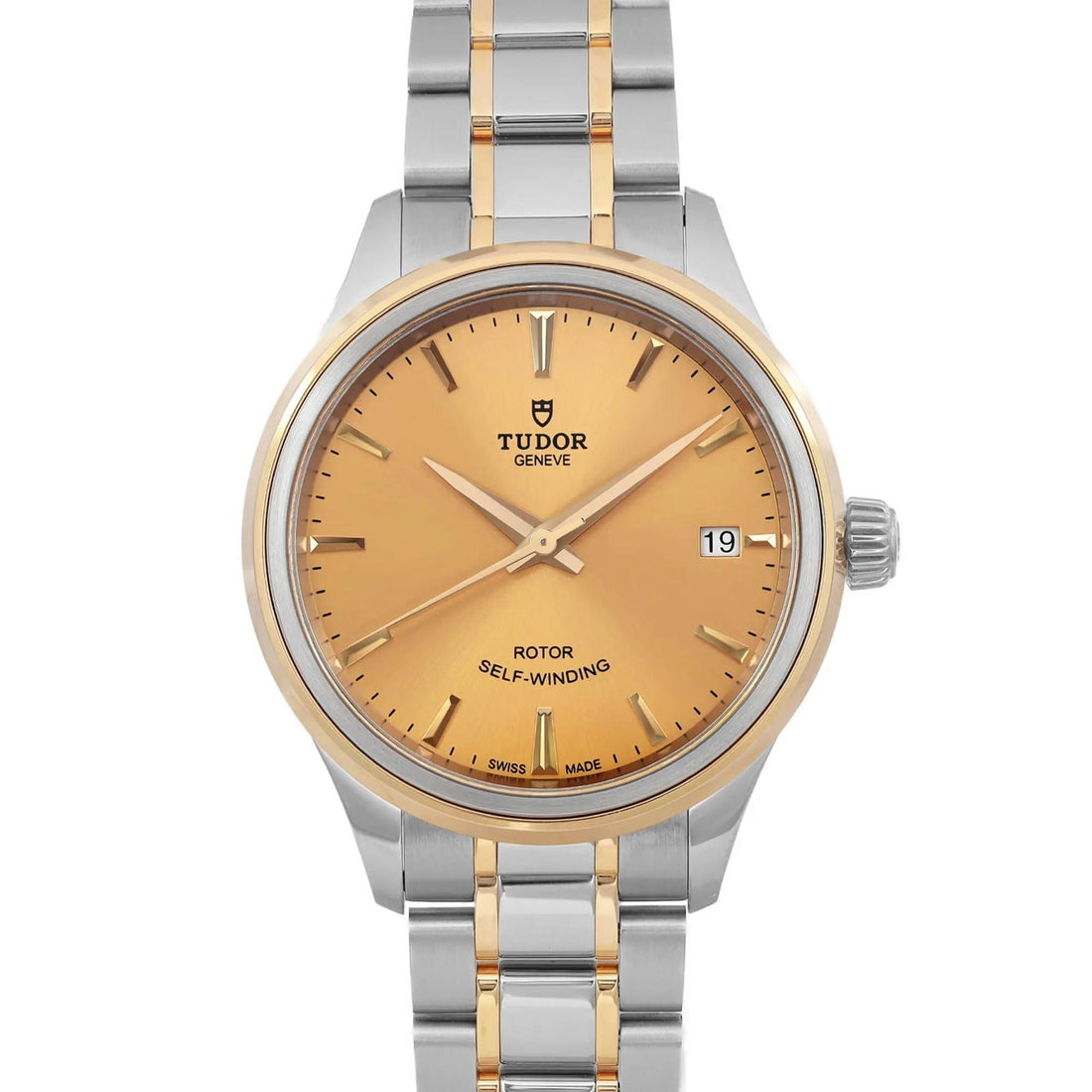 Tudor Style 34mm 18K Yellow Gold Steel Champagne Dial Ladies Watch 12303-0001