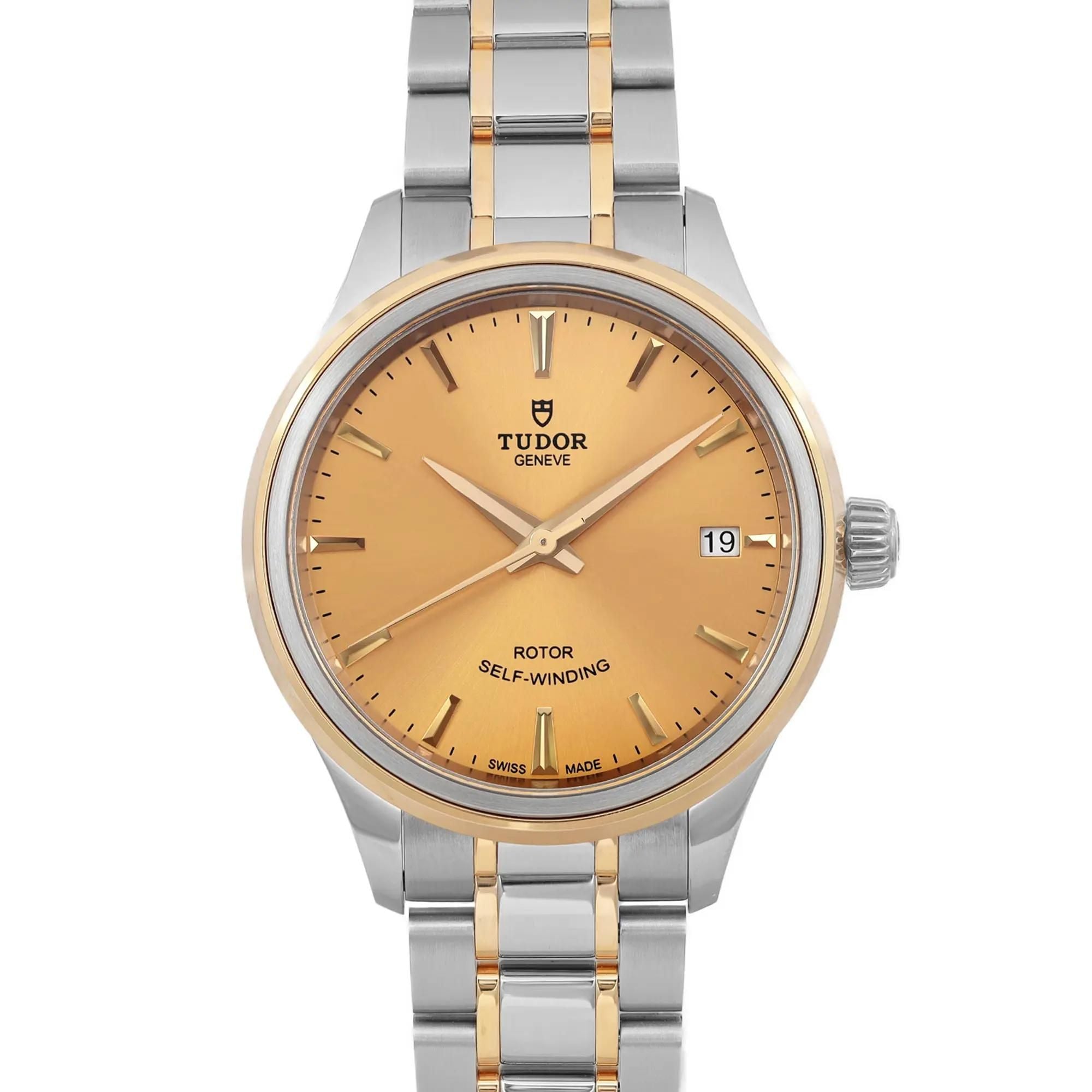 Tudor Style 34mm 18K Yellow Gold Steel Champagne Dial Ladies Watch 12303-0001