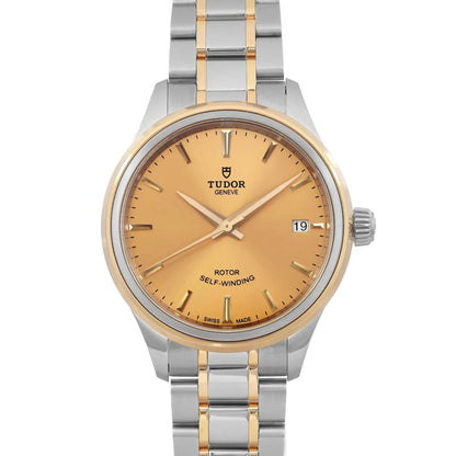 Tudor Style 34mm 18K Yellow Gold Steel Champagne Dial Ladies Watch 12303-0001