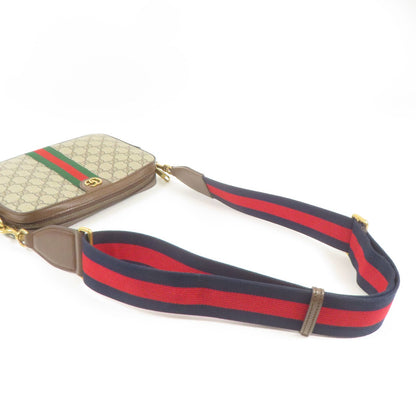 Gucci Painted Canvas Ophidia Gold Shoulder Bag Brown Gg Canvas 699439