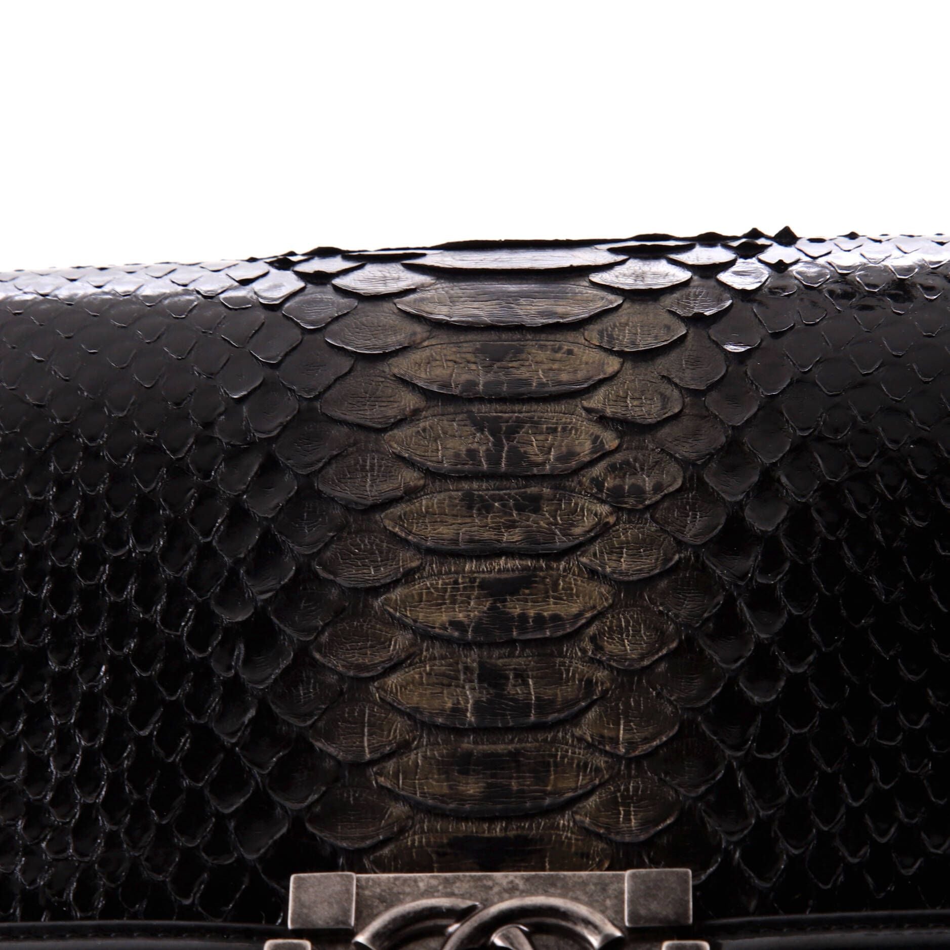 Chanel Boy Flap Bag Python And Patent Old Medium