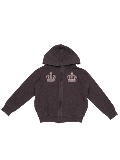 Good Dolce Gabbana Gray Hoodie for Kids Size 3 with Embroidered Crowns