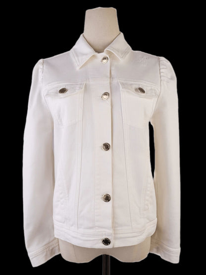 Excellent Pinko White Cotton Denim Jacket Size S Women