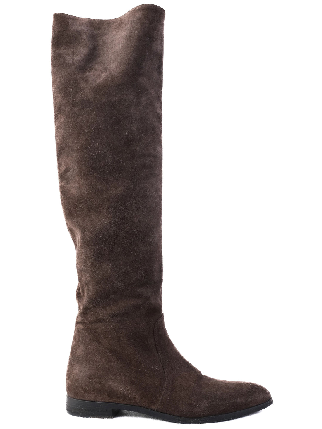 Excellent Prada Gray Leather Knee-High Boots Size 36
