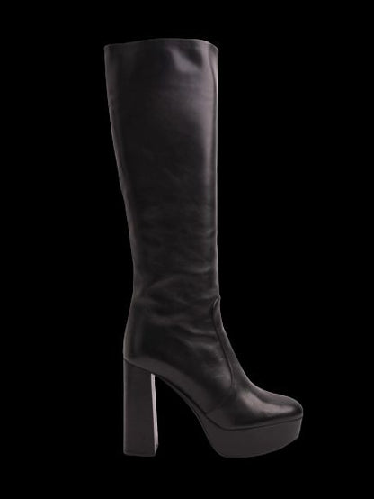 EXCELLENT Prada Black Leather Knee-High Platform Boots Size 37