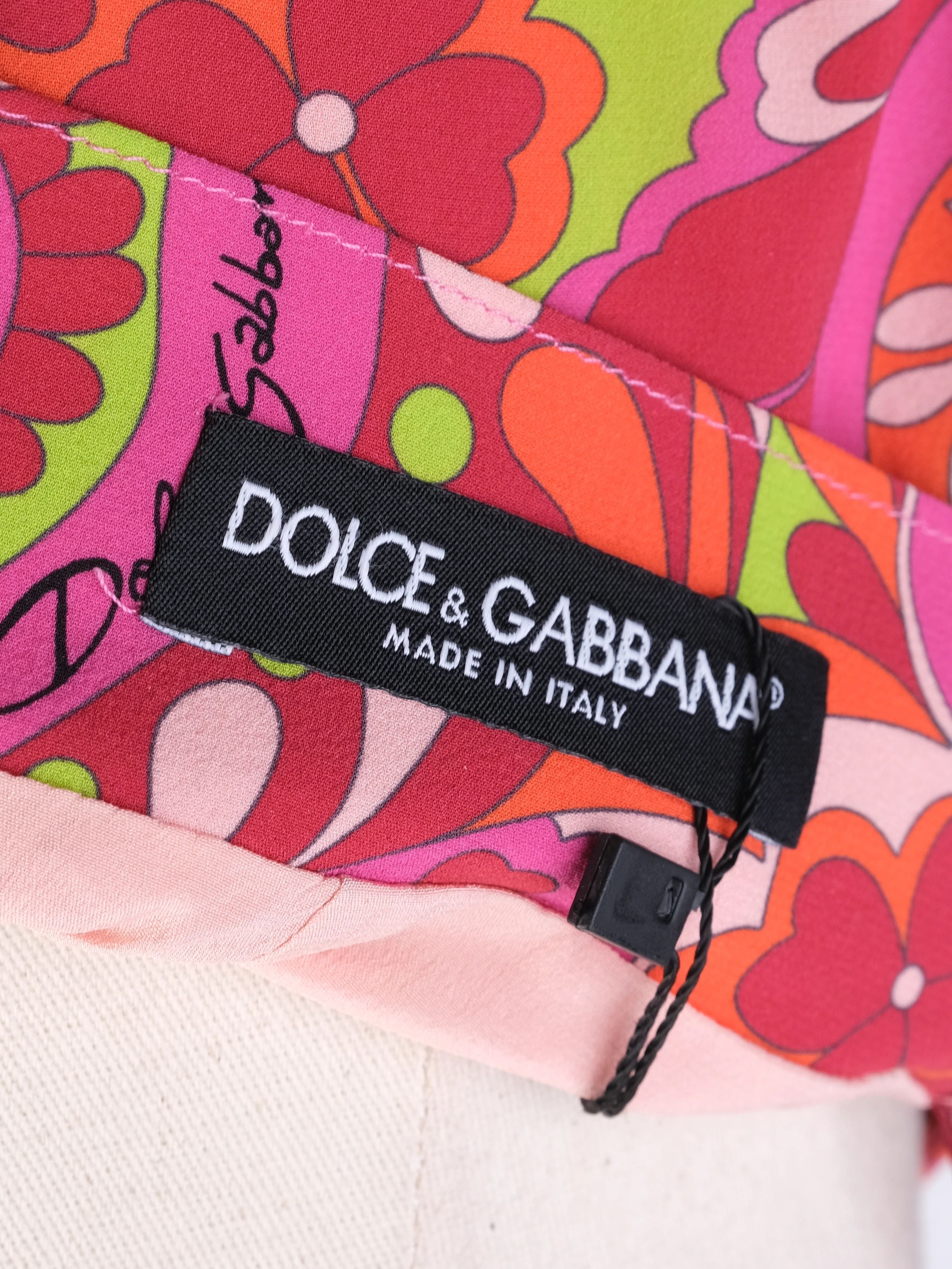 Excellent Dolce Gabbana Silk Skirt M Psychedelic Floral Pattern