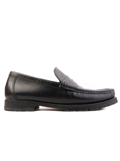 Excellent A.Testoni Black Leather Loafers Size 40 for Men