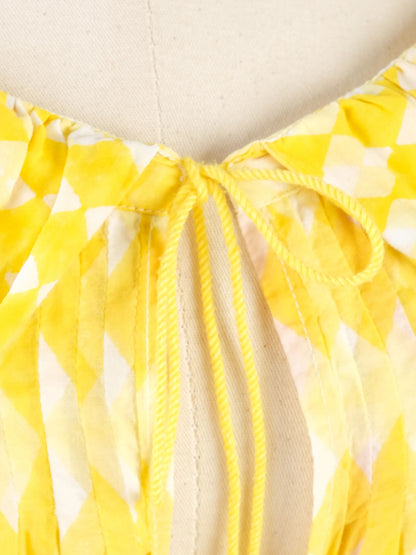 Excellent Thierry Colson Yellow Cotton Long Dress Size L