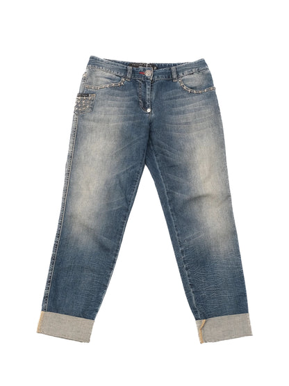 Excellent Phillipp Plein Blue Jeans Size S with Decorative Details