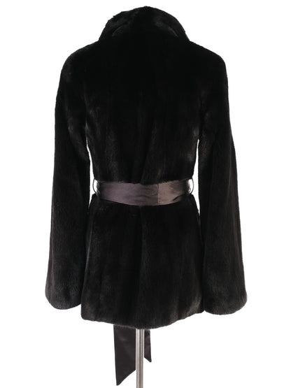 Perfect Blackglama Black Fur Coat with Belt Size S