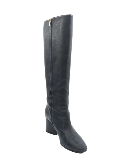 Excellent Salvatore Ferragamo Black Leather Knee-High Boots Size 39.5