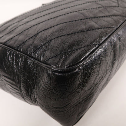 Yves Saint Laurent Cowhide Leather Niki Large Silver Shoulder Bag Black Calfskin (cowhide) Pmr 504