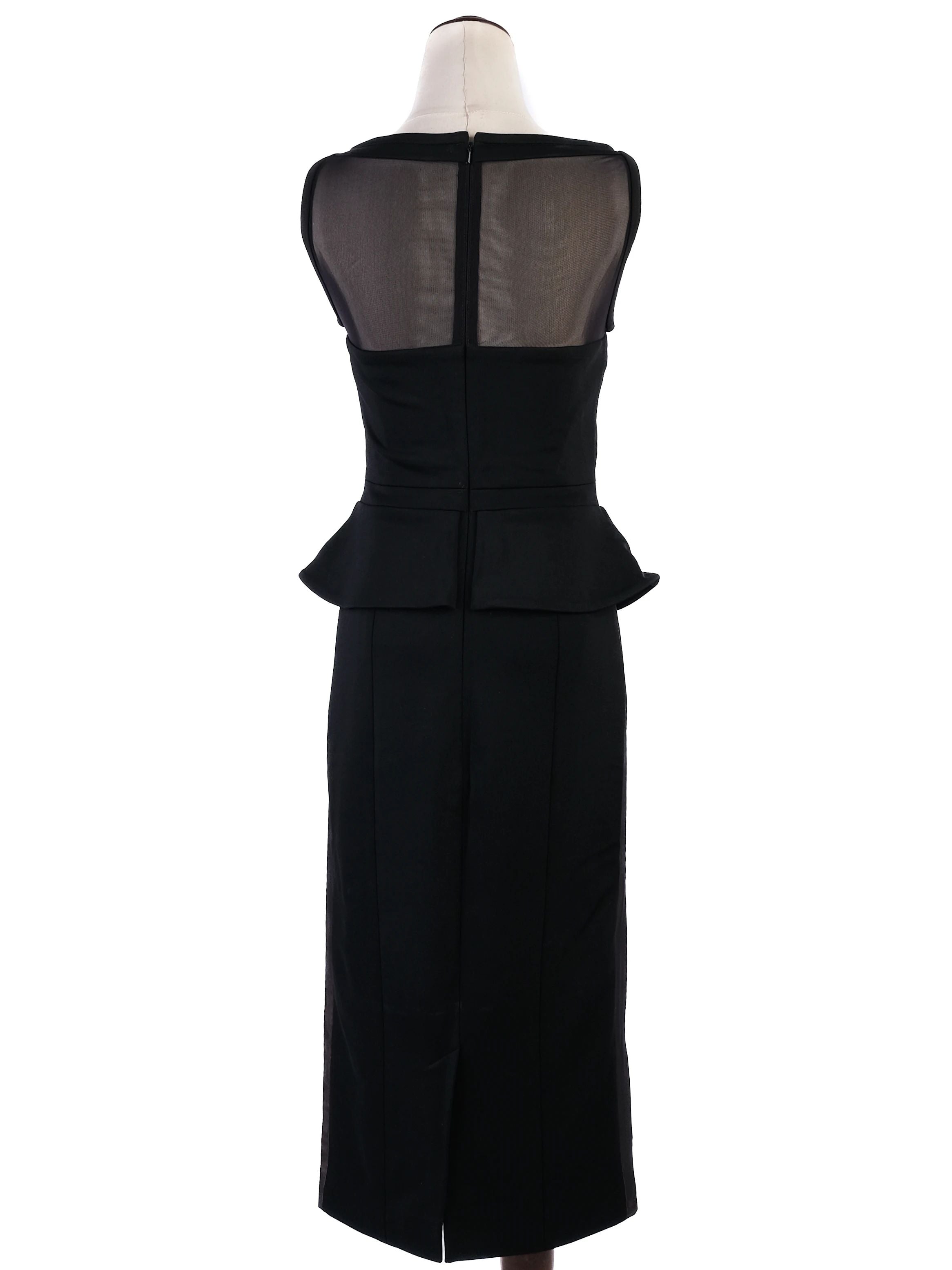 Excellent Karen Millen Black Viscose Dress Size M with Peplum Detail