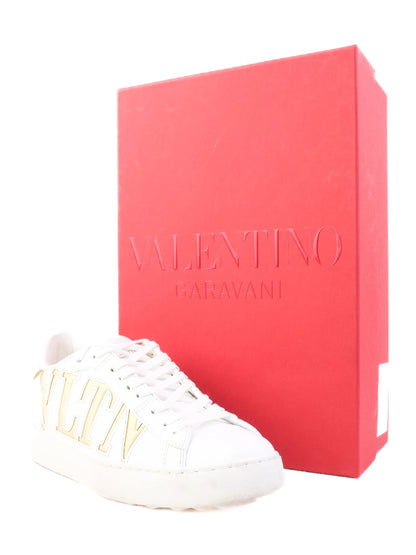 Excellent Valentino White Leather Sneakers Size 36 with Gold Accents