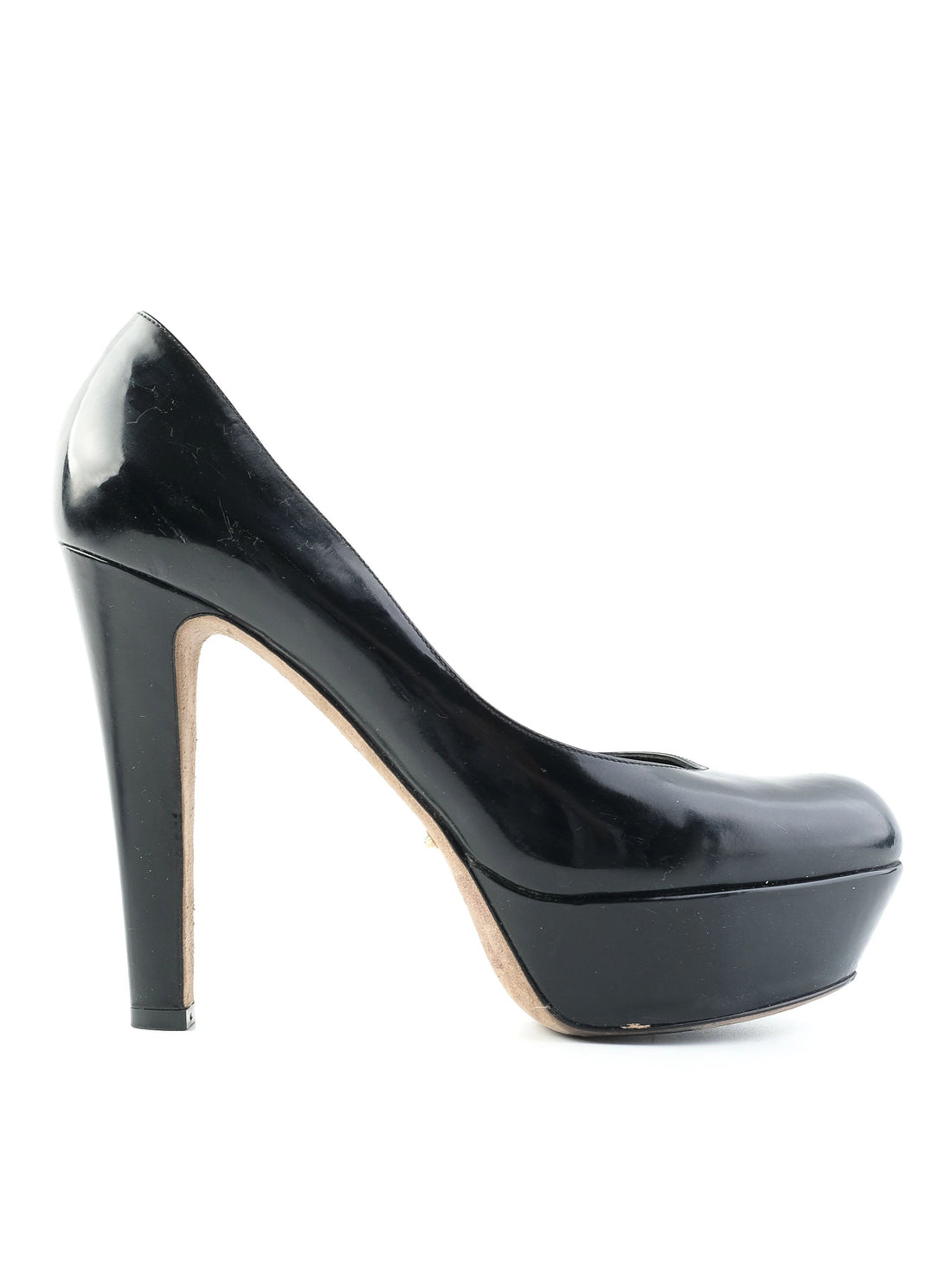 Excellent Sergio Rossi Black Leather High-Heeled Platform Pumps Size 38