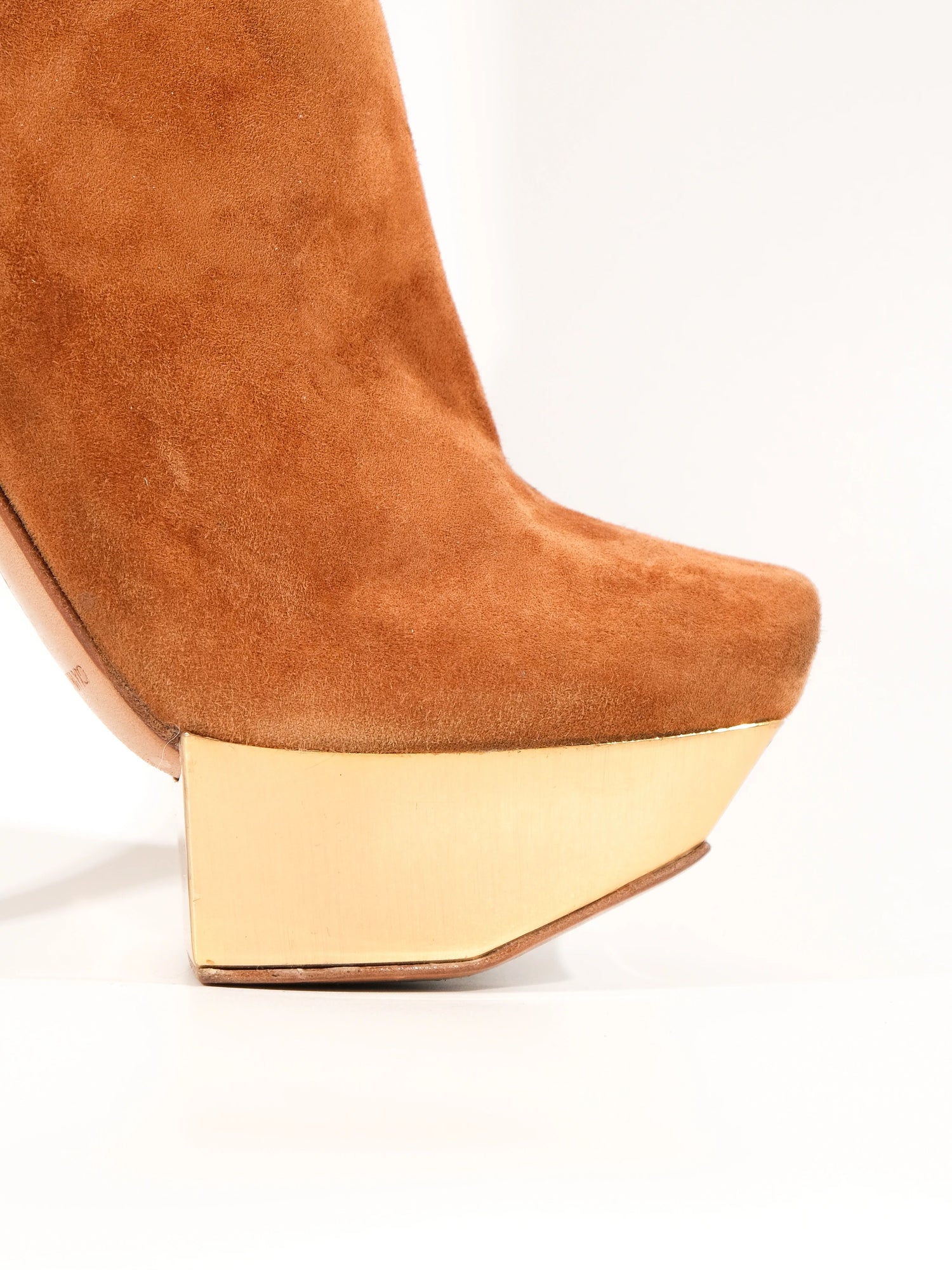 Excellent Gianmarco Lorenzi Orange Leather Knee-High Stiletto Boots Size 38