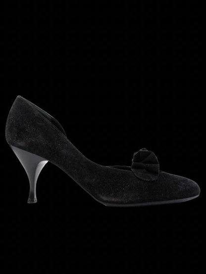 Excellent Salvatore Ferragamo Black Suede High Heeled Shoes Size 37.5