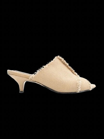 N21 Excellent Condition Orange Textile Heeled Sandals Size 36.5