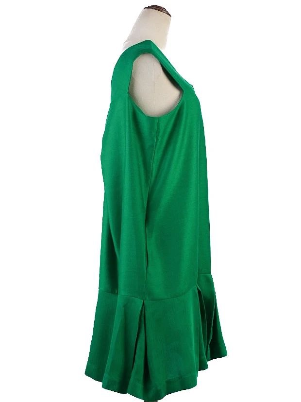 Excellent Paper London Green V-Neck Sleeveless Dress in Viscose