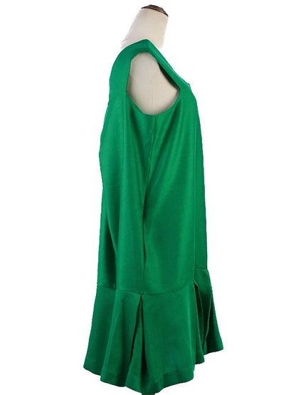 Excellent Paper London Green V-Neck Sleeveless Dress in Viscose