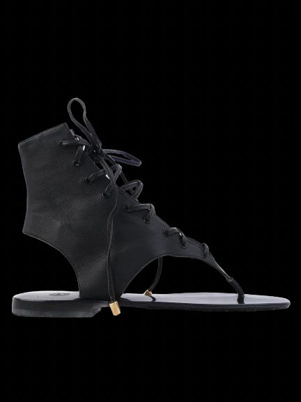 NEW By Malene Birger Black Leather Lace-Up Sandals Size 38