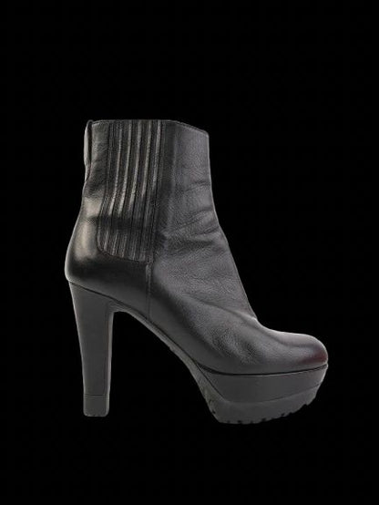 Excellent Sergio Rossi Black Leather High-Heeled Ankle Boots Size 38.5