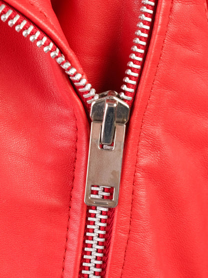 Excellent Walter Baker Red Leather Biker Jacket Size L