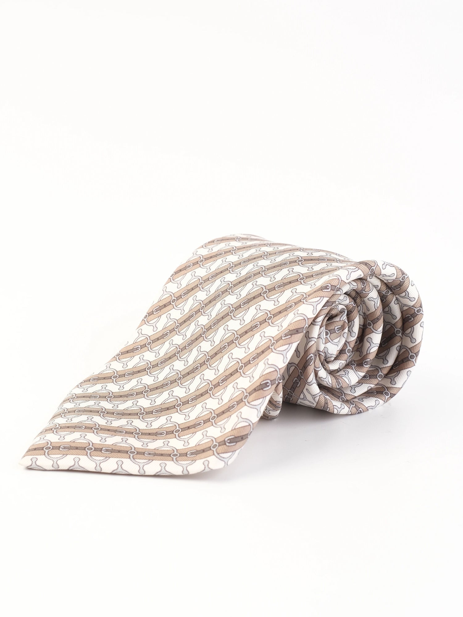 Perfect Hermes Silk Neck Tie Combined Color Patterned Design