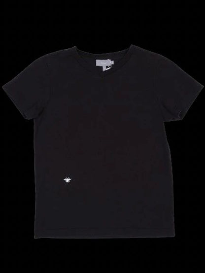Excellent Dior Black Cotton T-Shirt Kids Size 8 with Bee Emblem