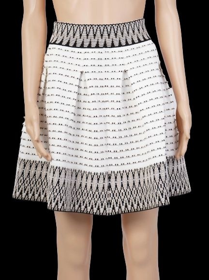 NEW Maje Short Skirt White Black Geometric Patterns Cotton Women