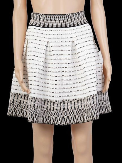 NEW Maje Short Skirt White Black Geometric Patterns Cotton Women