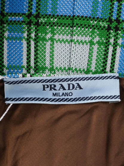 Excellent Prada Green Blue White Plaid Dress Size N/A