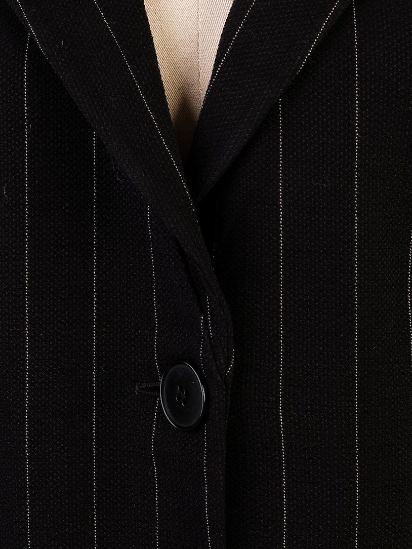 Excellent Emporio Armani Black Wool Pinstripe Blazer Women&