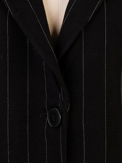 Excellent Emporio Armani Black Wool Pinstripe Blazer Women&