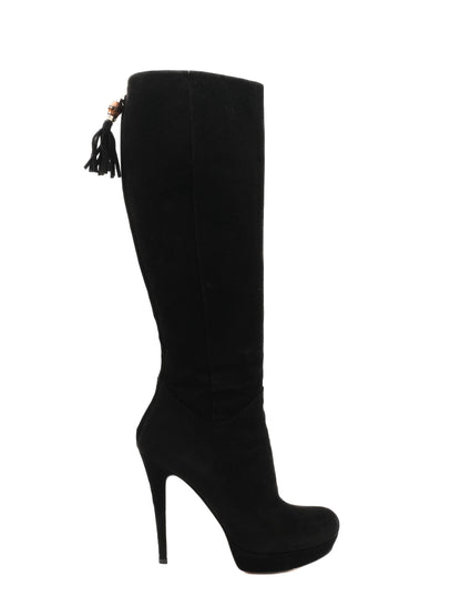 Gucci Black Genuine Suede Knee-High Stiletto Boots Size 36