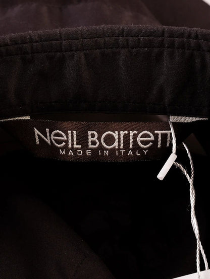 Excellent Neil Barrett Black Cotton Blouse Size M with Ruffle Details