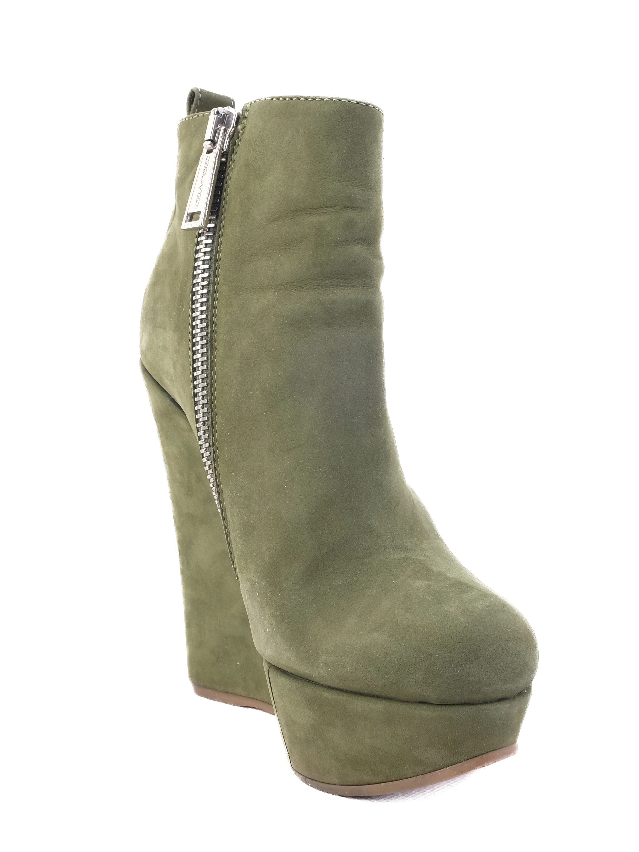 Excellent Dsquared2 Green Leather Wedge Ankle Boots Size 37