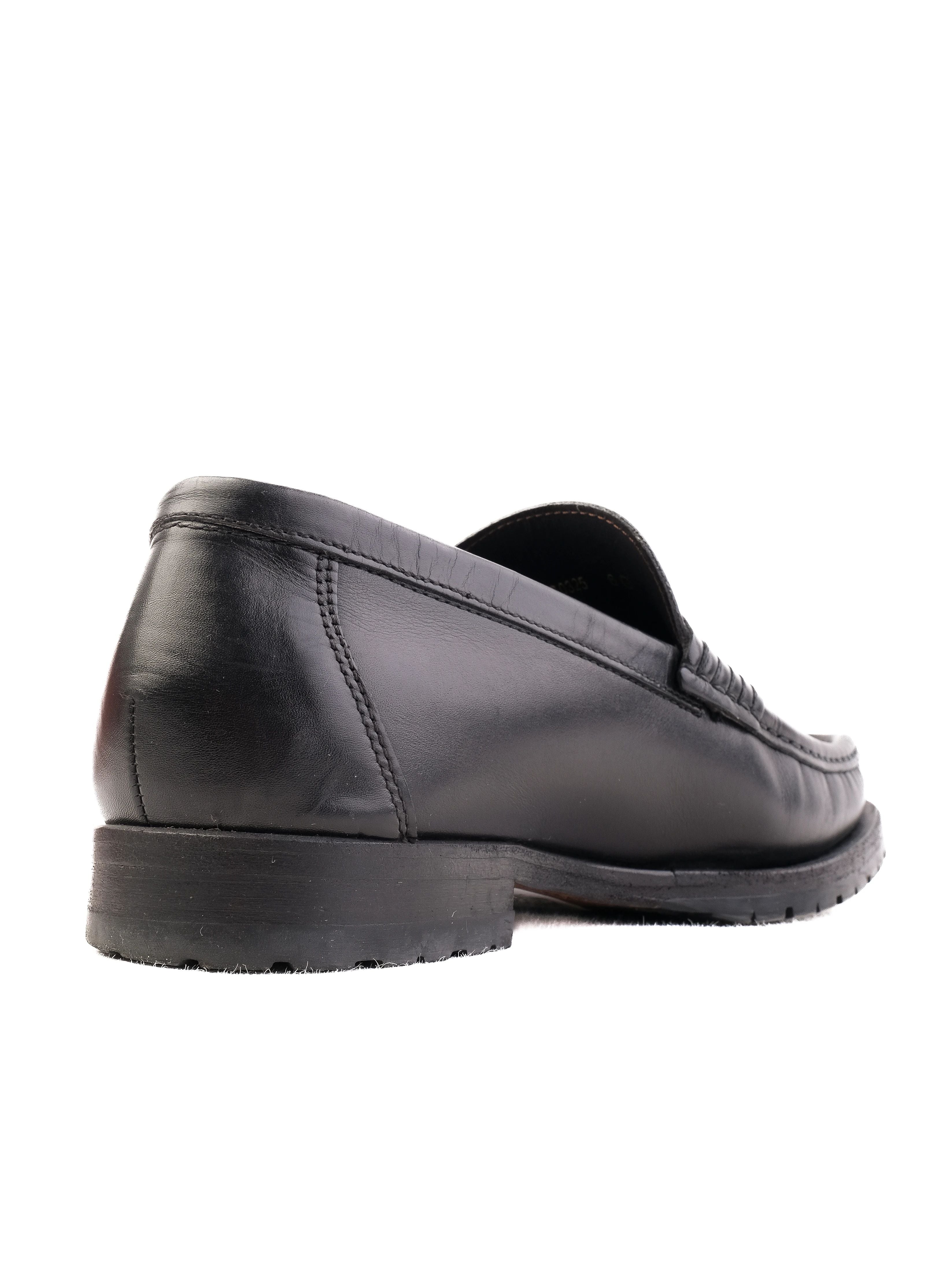 Excellent A.Testoni Black Leather Loafers Size 40 for Men