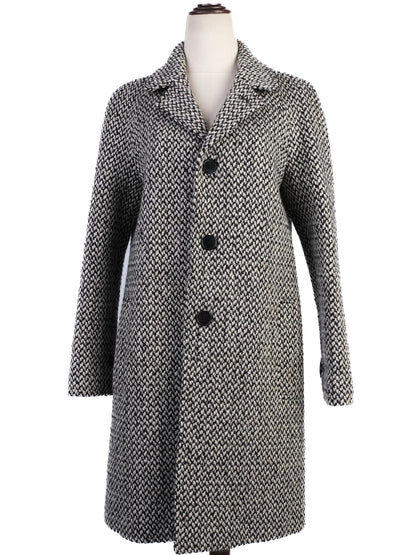Excellent Saint Laurent Gray Wool Coat XS with Textured Pattern