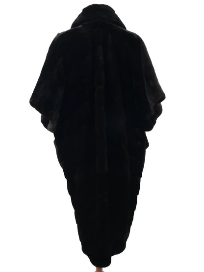 Helen Yarmak Black Faux Fur Cape Coat Size L - Perfect Condition