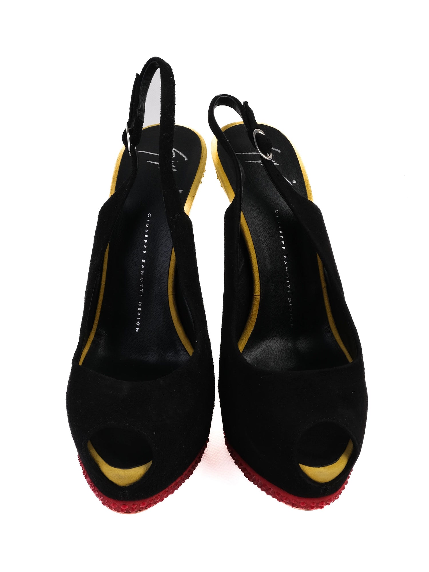 Perfect Giuseppe Zanotti Black Leather Slingback Heels Size 39