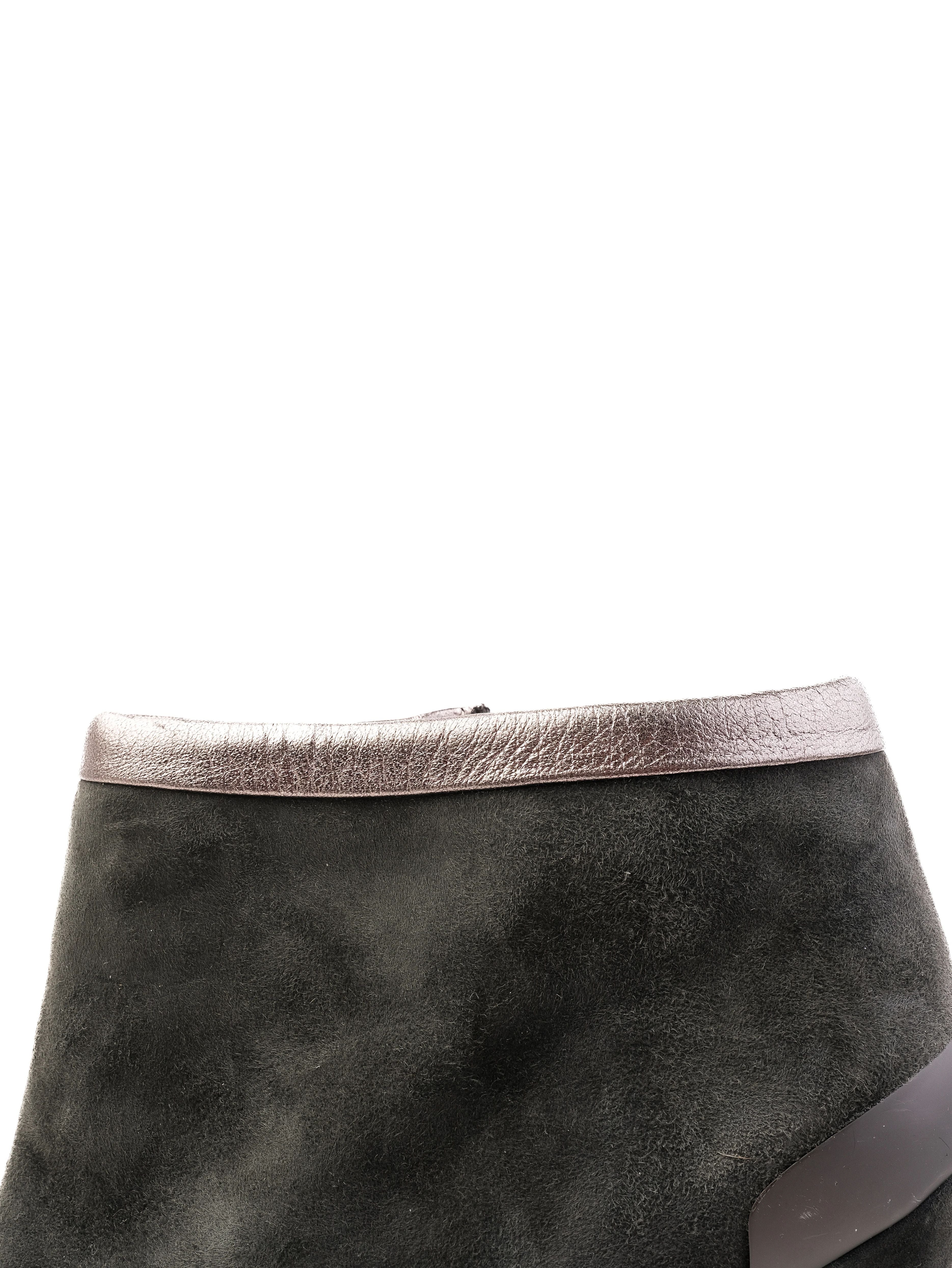 Excellent Fendi Gray Leather High-Heeled Ankle Boots Size 38