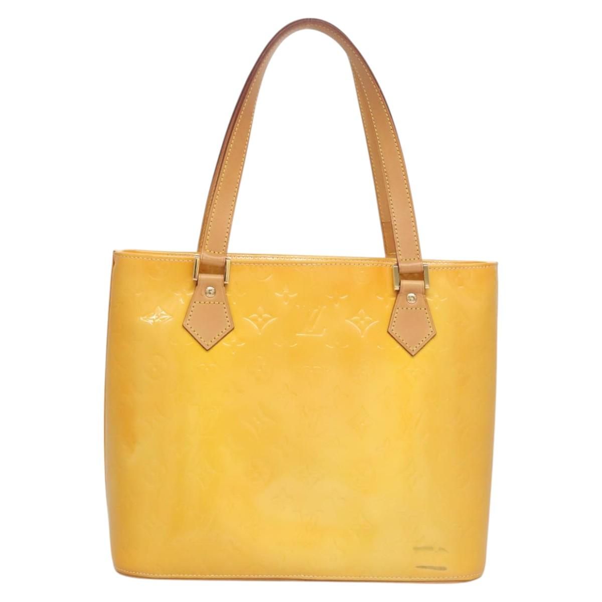 Louis Vuitton Vernis Houston Hand Bag Lime Yellow M 91055 Lv Auth